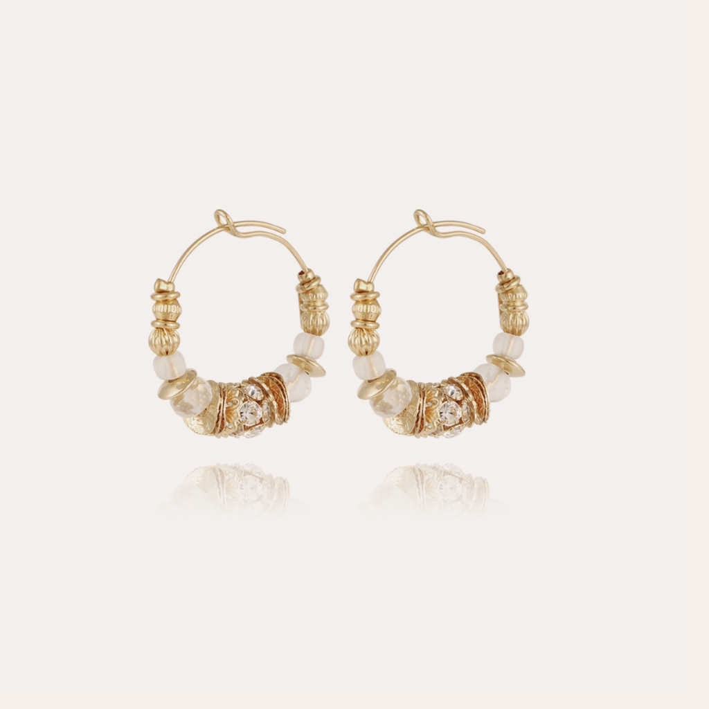 Gas Bijoux Gas Bijoux oorbellen 620159 Aloha hoop earrings mini gold white  - D 3,2 cm W 0,5 cm