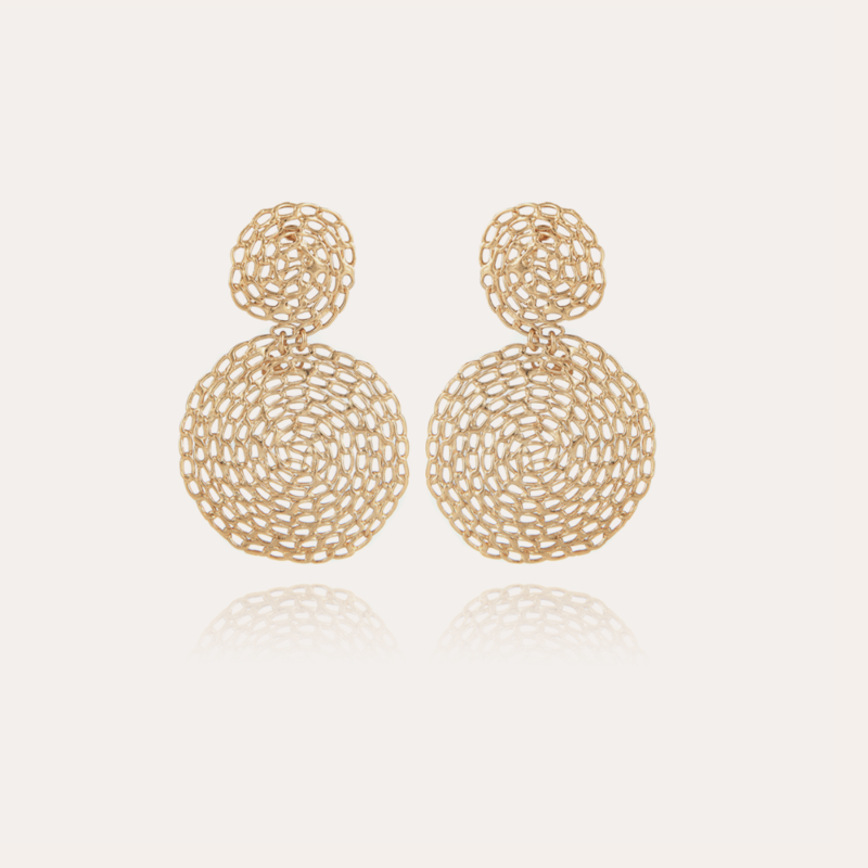 Gas Bijoux Gas Bijoux oorbellen 396459 Onde Gourmette earrings small size gold - L 5,3 cm  W 4 cm