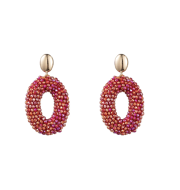 Day & Eve by Go Dutch D&E by Go Dutch oorbellen E3509-6 Full-on Beads Oval - 14K + Fucsia red