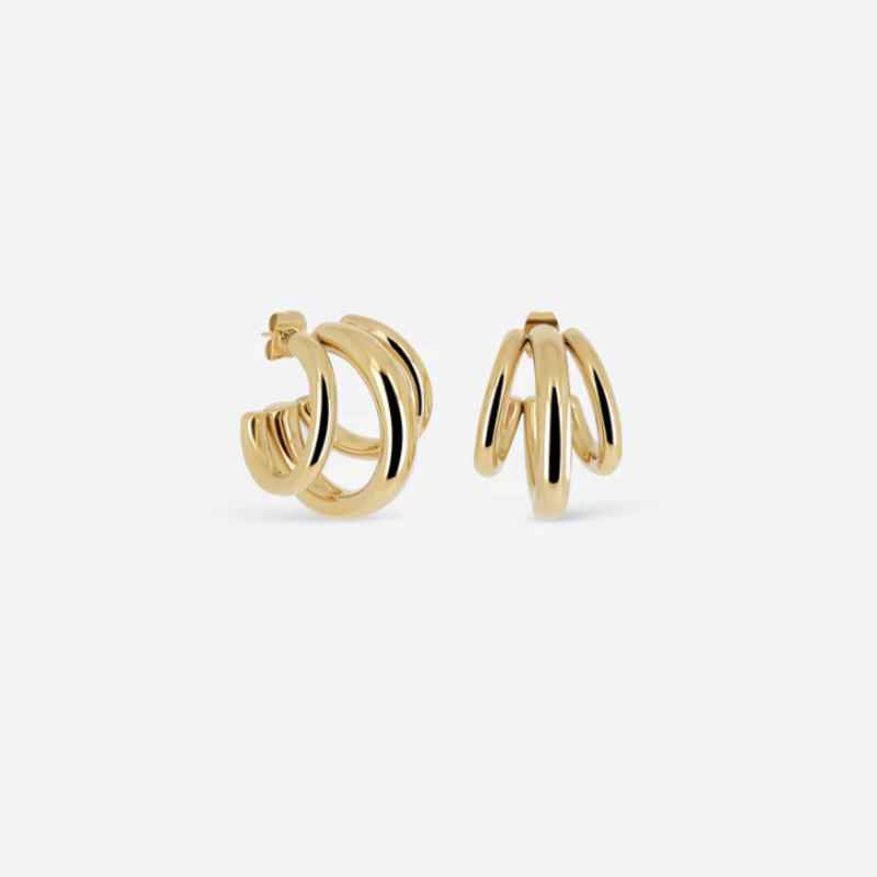 Zag Bijoux Zag Bijoux oorbellen SEC21345-01UNI25 Trilogy Earrings Gold plated steel 30 mm