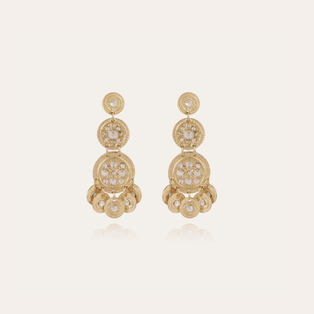 Gas Bijoux Gas Bijoux oorbellen 161819 Sequin Triple rows earrings gold 5,5 cm - 1,9 cm