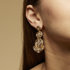 Gas Bijoux Gas Bijoux oorbellen 161819 Sequin Triple rows earrings gold 5,5 cm - 1,9 cm