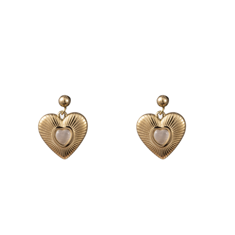 Day & Eve by Go Dutch Day & Eve by go dutch oorbellen E3830-2 Glass heart earrings gold