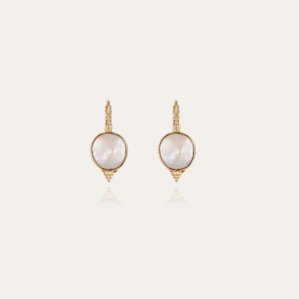 Gas Bijoux Jewelry Gas Bijoux oorbellen 454683 Serti Mother of pearl white earrings gold