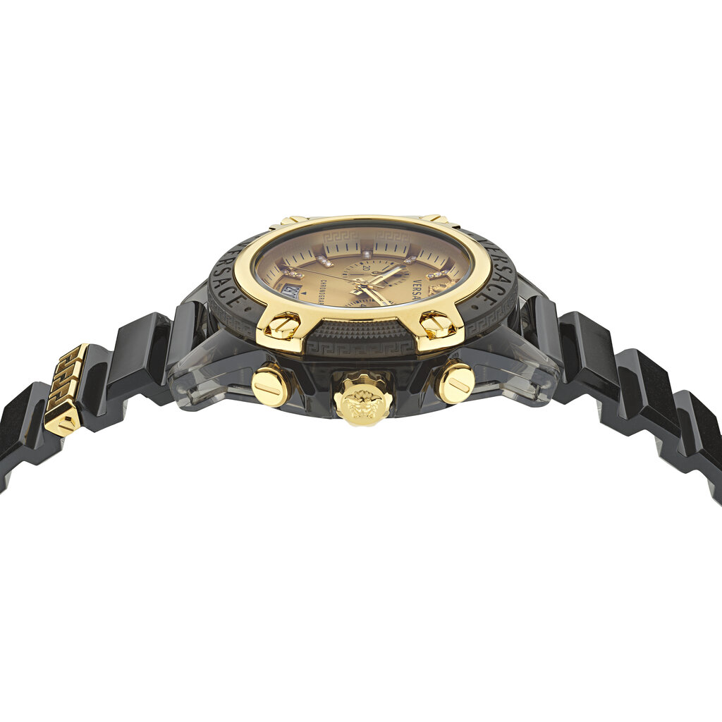 Versace Versace VEZ701623 Icon Active Chronograaf (zwart & goud) 44mm horloge met diamanten