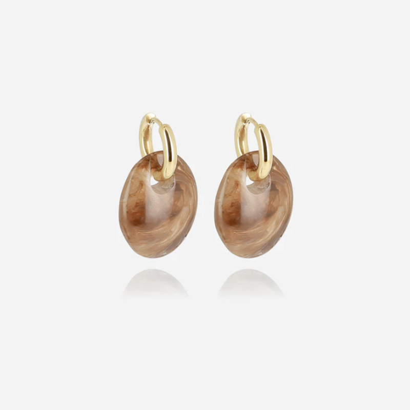 Zag Bijoux Zag Bijoux oorbellen SEC23406-01DCF Prisme Earrings brown gold 36 mm