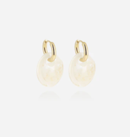 Zag Bijoux Zag Bijoux oorbellen SEC23406-01WHT Prisme earrings gold plated white 36 mm