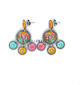 Gas Bijoux Jewelry Gas Bijoux oorbellen 161798 Sequin two rows earring silver blue orange 3.5 CM