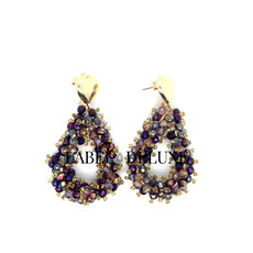 Day & Eve by Go Dutch Day & Eve oorbellen  E3618-4 Purple gold earrings
