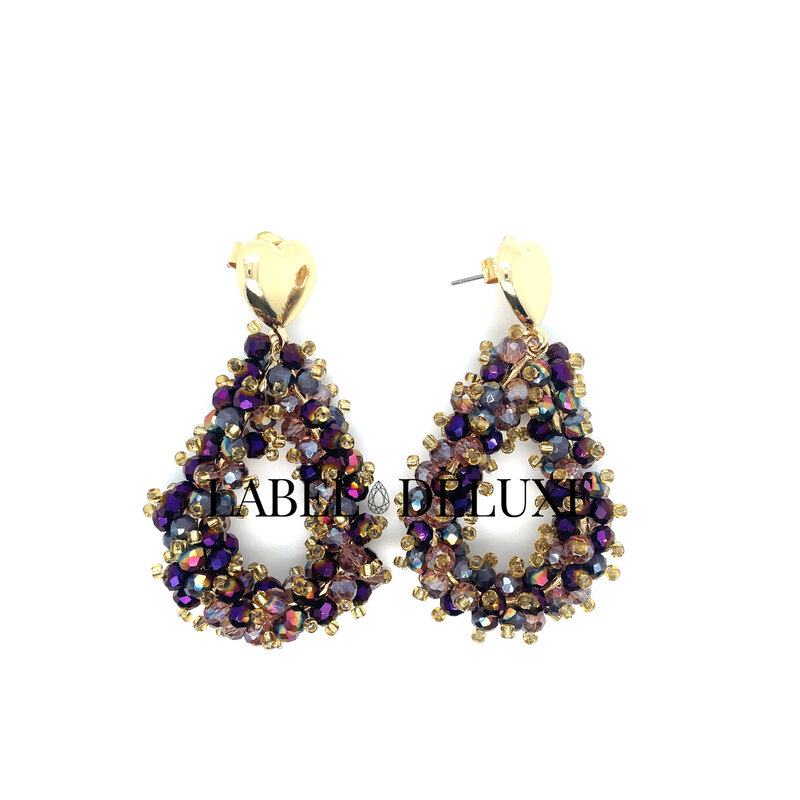 Day & Eve by Go Dutch Day & Eve oorbellen  E3618-4 Purple gold earrings