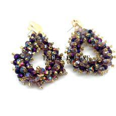 Day & Eve by Go Dutch Day & Eve oorbellen  E3618-4 Purple gold earrings