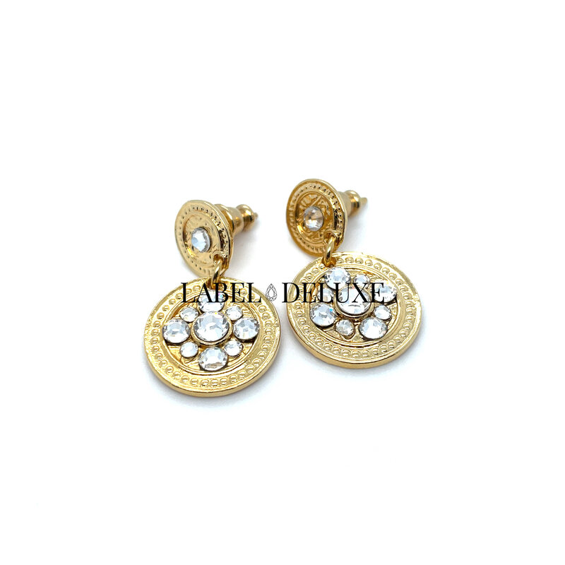 Gas Bijoux Jewelry Gas Bijoux oorbellen 161811 Sequin Earrings strass gold - L 2,7 cm - 1,6 cm