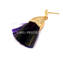 Gas Bijoux Jewelry Gas Bijoux veren oorbellen 517482 plumette earrings gold purple black 4 cm