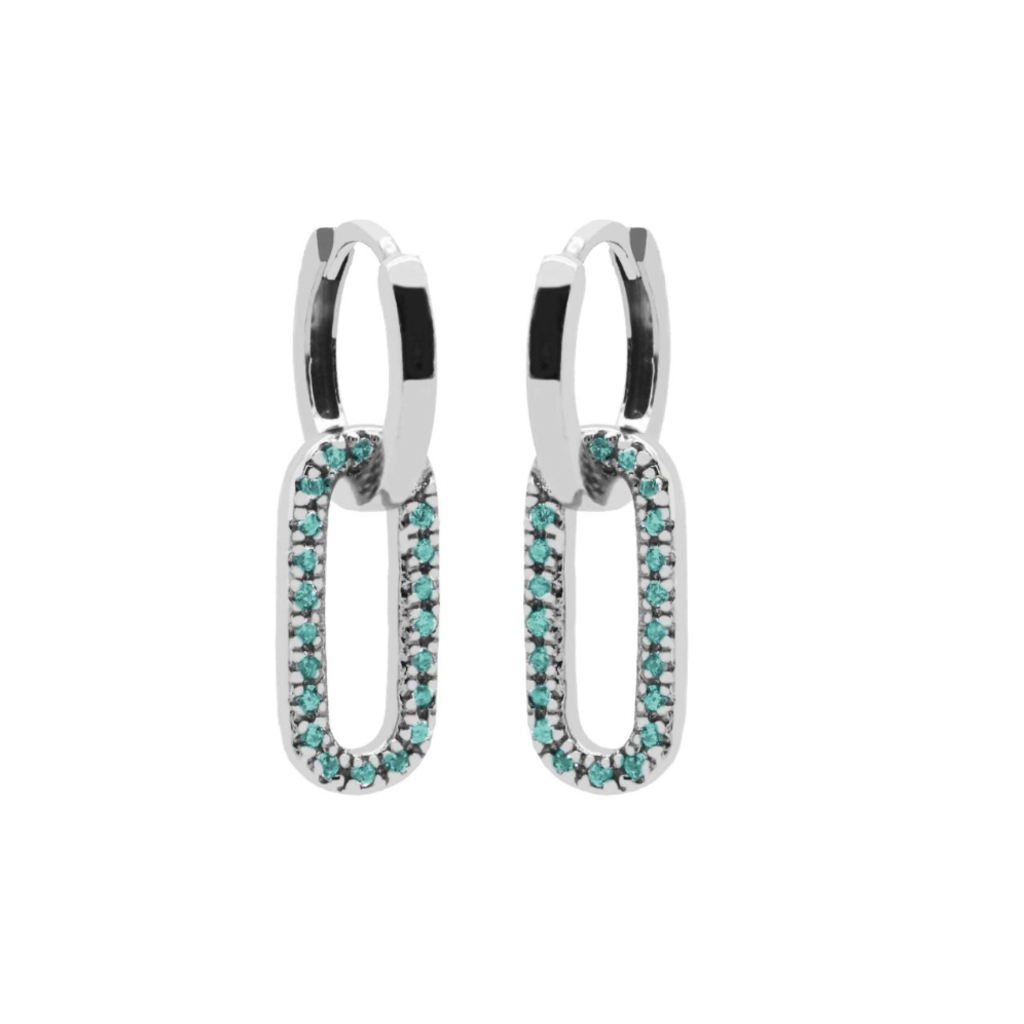 Karma Jewelry Karma Oorbellen H187S_T plain hinged hoops summer fling Turquoise silver 24 mm