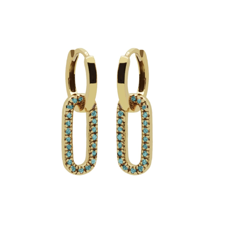 Karma Jewelry Karma Oorbellen H187GP-T plain hinged hoops summer fling Turquoise gold plated 24 mm