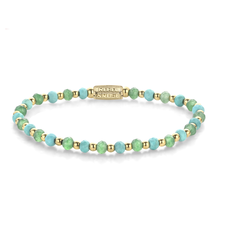 Rebel & Rose armband RR-40143-G Blue Green Adventure - 18 ct yellow gold ionplated - 4mm