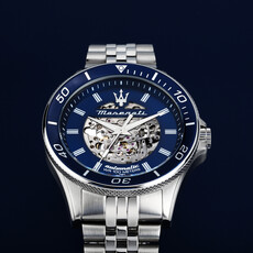 Maserati Maserati R8823140011 Sfida automaat (zilver/blauw) 44 mm heren horloge