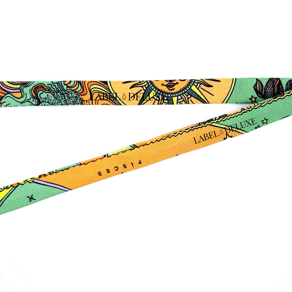An-Nee An-nee sjaal B1-PISCES printed scarf light orange green blue signs 1 cm