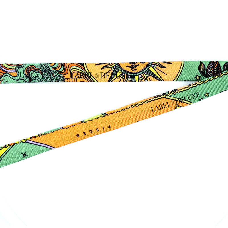 An-Nee An-nee sjaal B1-PISCES printed scarf light orange green blue signs 1 cm