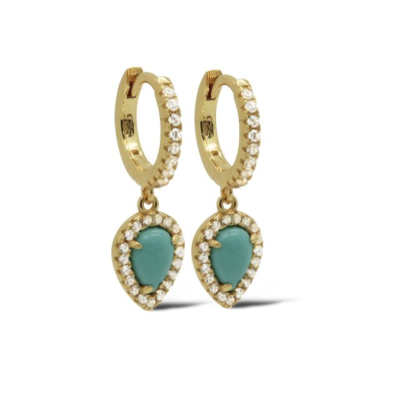Karma Karma Jewelry oorbellen A121 Hinged hoops Ocean drops turquoise silver gold plated