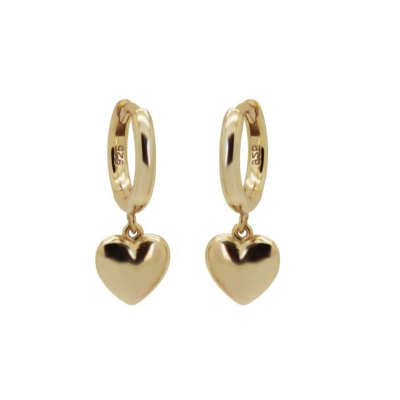 Karma Jewelry Karma Jewelry oorbellen A95 Hinged hoops lovely hearts 925 silver  gold plated