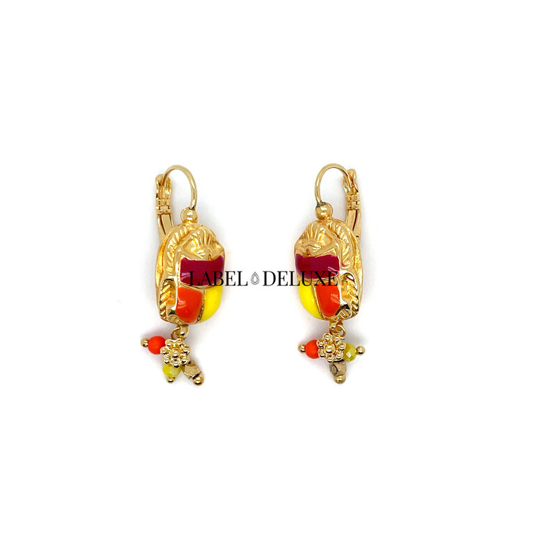 Gas Bijoux Jewelry GAS Bijoux Oorbellen 162145 scaramouche enamel orange/red/yellow