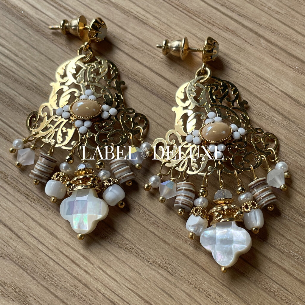 Gas Bijoux Gas Bijoux oorbellen Charlie earrings white MOP gold