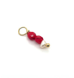 Label Deluxe Bijoux Deluxe hanger Mbbred01 charm pearl red gold