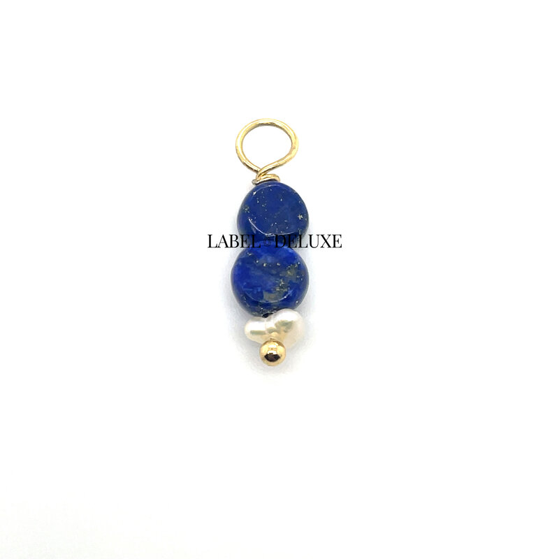 Deluxe hanger Mbblapiz01 charm pearl blue lapis lazuli goud