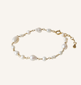 Pernille Corydon Jewellery Pernille Corydon jewellery armband b-431-gp White Dreams Bracelet pearls silver with gold plating 16 - 19 cm