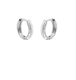 Karma Jewelry Karma Jewelry oorbellen H85S Earrings Plain hinged hoops best zirconia basic 925 silver 12 MM