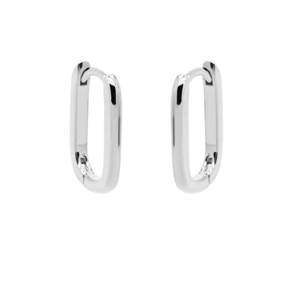 Karma Jewelry Karma Jewelry oorbellen H178S earrings plain hinged hoops smooth square 925 silver 15 MM