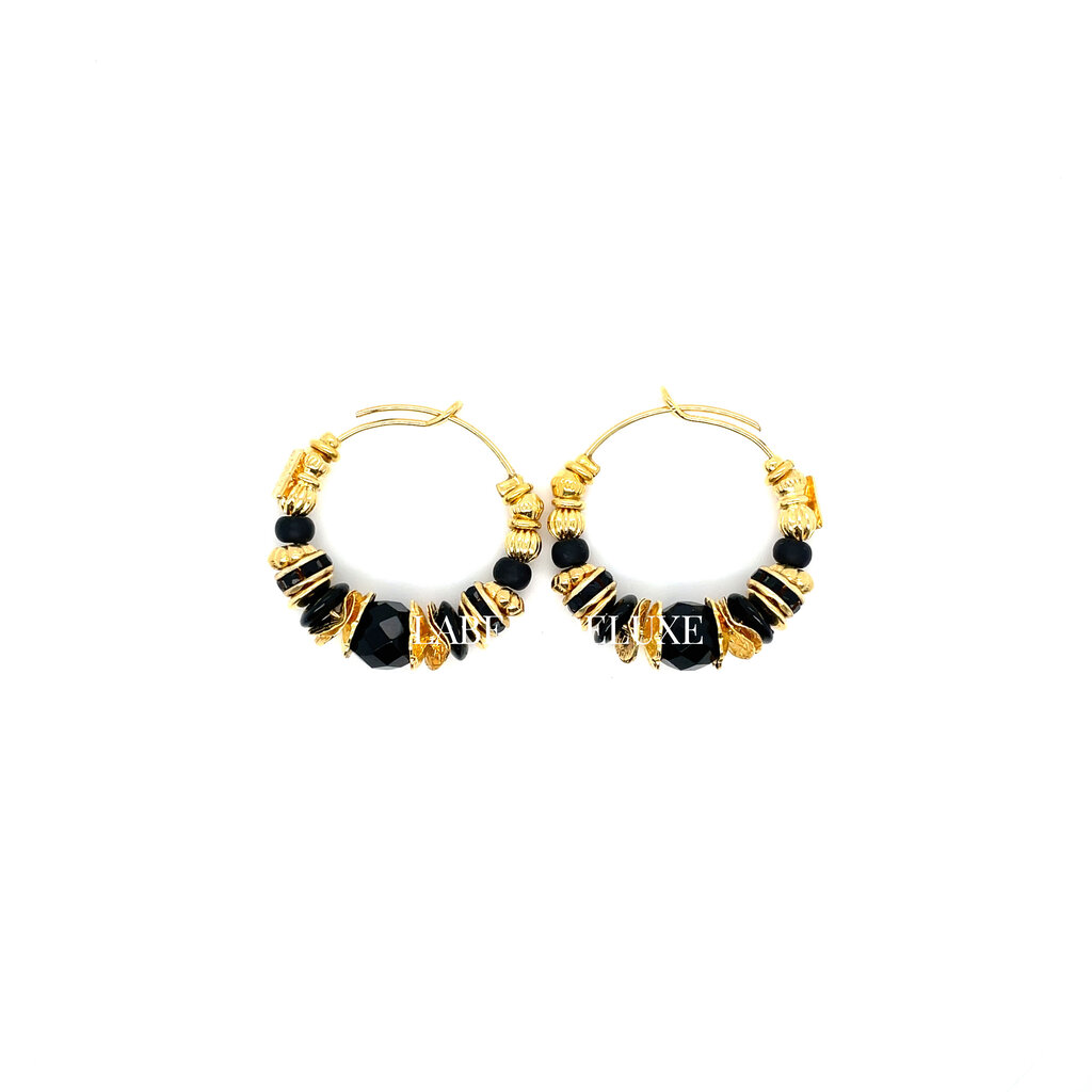 Gas Bijoux Jewelry Gas Bijoux oorbellen 475136 Aloha hoop earrings mini black gold - D 3,2 cm W 0,5 cm