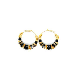 Gas Bijoux Jewelry Gas Bijoux oorbellen 475136 Aloha hoop earrings mini black gold - D 3,2 cm W 0,5 cm