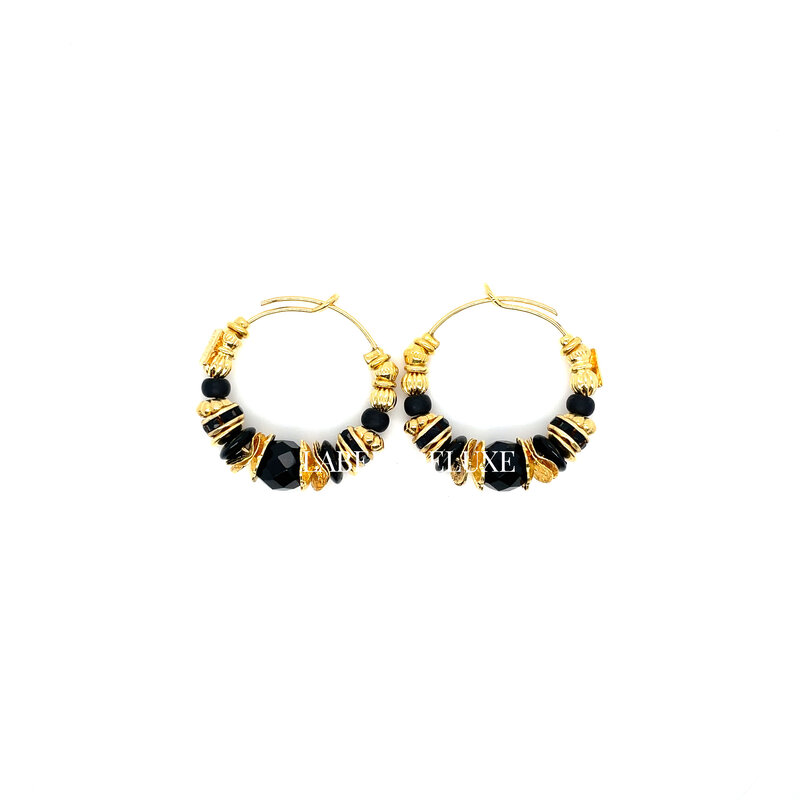 Gas Bijoux Jewelry Gas Bijoux oorbellen 475136 Aloha hoop earrings mini black gold - D 3,2 cm W 0,5 cm