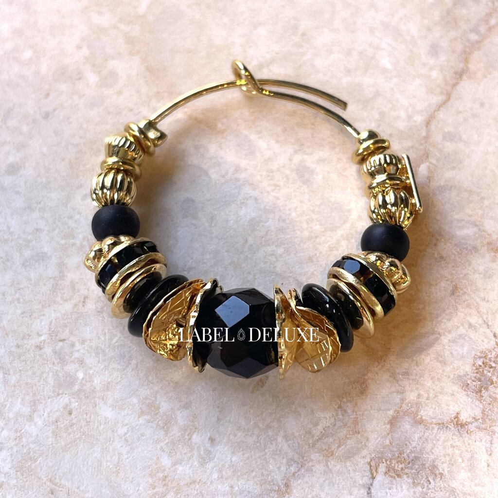 Gas Bijoux Jewelry Gas Bijoux oorbellen 475136 Aloha hoop earrings mini black gold - D 3,2 cm W 0,5 cm