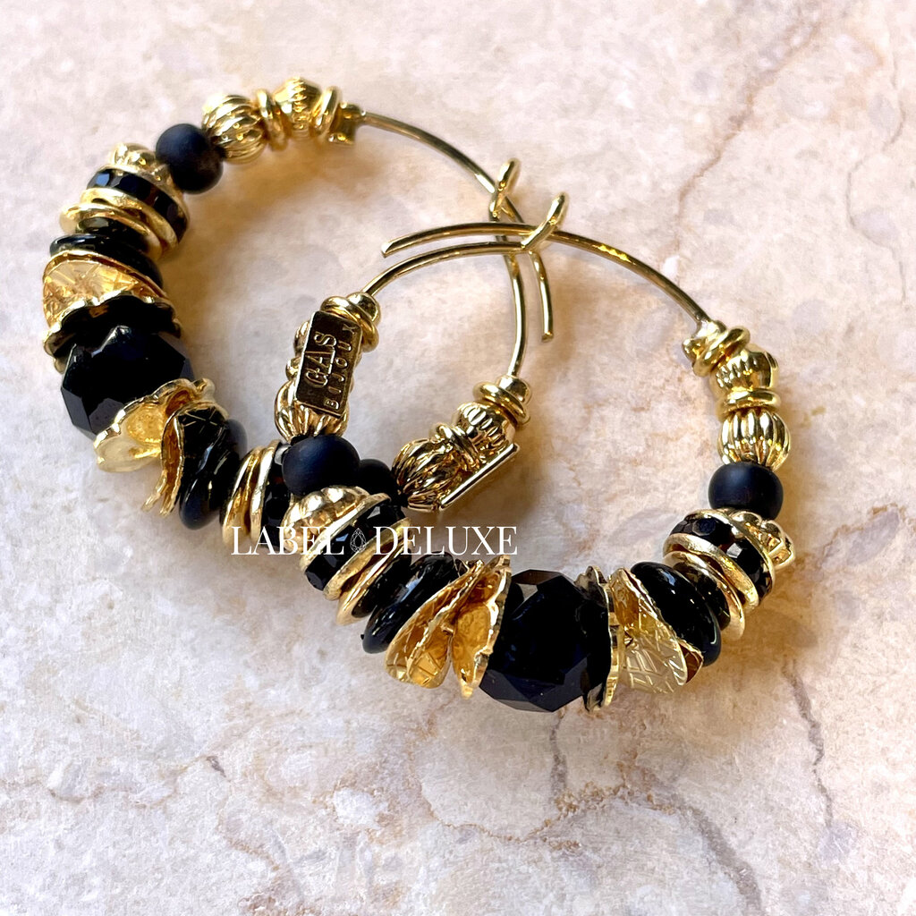 Gas Bijoux Jewelry Gas Bijoux oorbellen 475136 Aloha hoop earrings mini black gold - D 3,2 cm W 0,5 cm
