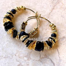 Gas Bijoux Jewelry Gas Bijoux oorbellen 475136 Aloha hoop earrings mini black gold - D 3,2 cm W 0,5 cm