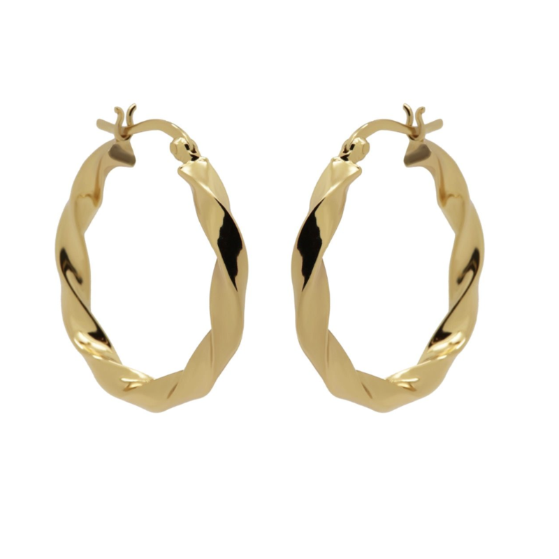 Karma Jewelry Karma Jewelry oorbellen H397GP Plain hoops Swirl big gold plated 29 MM