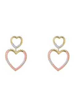 Day & Eve by Go Dutch Day & Eve oorbellen E4252-1 earrings double heart gold