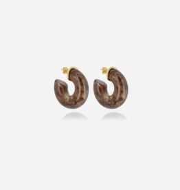 Zag Bijoux Zag Bijoux oorbellen SEC23382-01DCF Marble earrings brown gold 30 MM