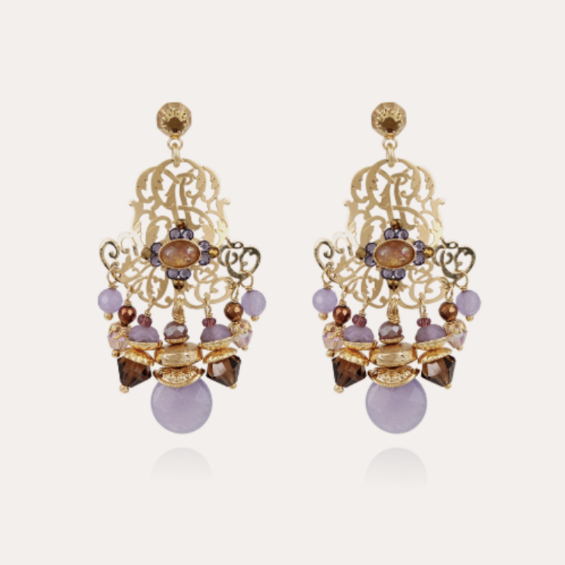 Gas Bijoux Jewelry Gas Bijoux oorbellen Charlie earrings purple Amethist gold