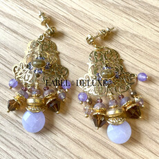 Gas Bijoux Gas Bijoux oorbellen Charlie earrings purple Amethist gold