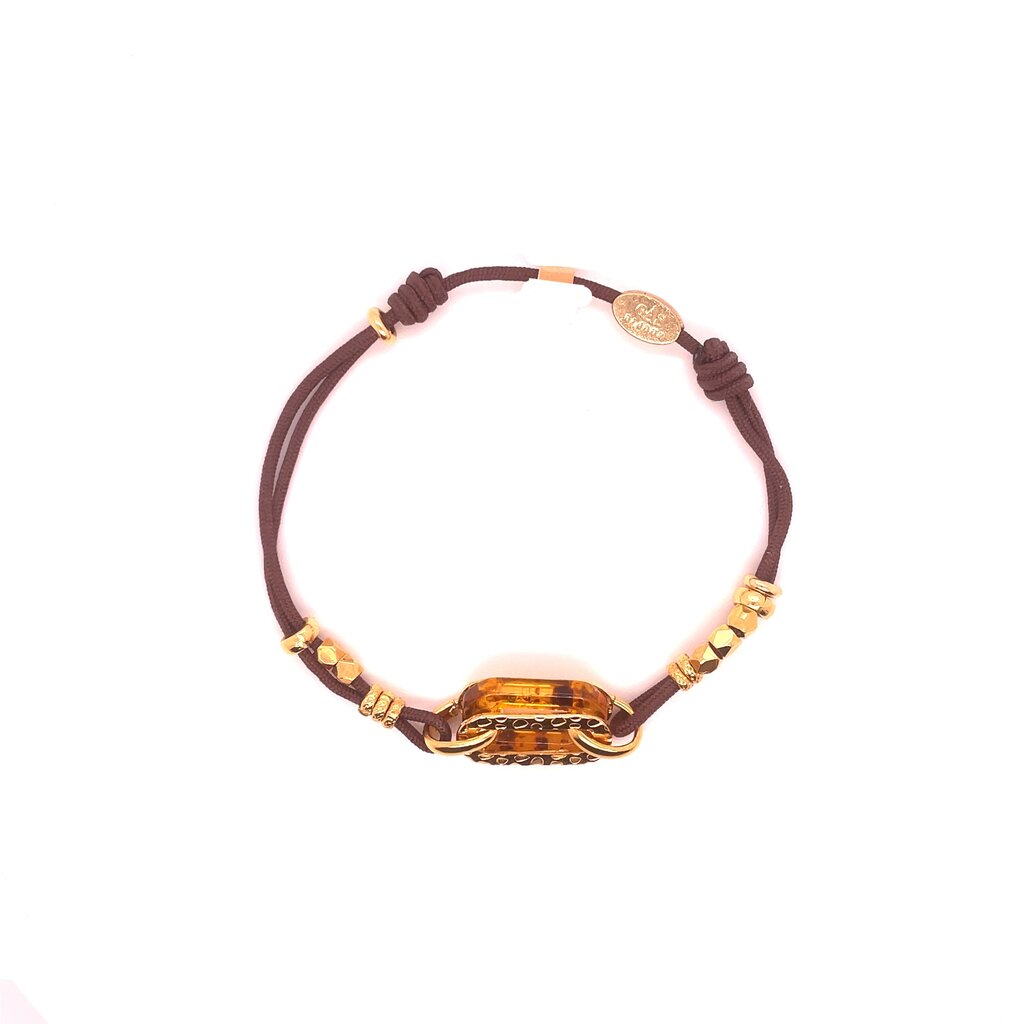 Gas Bijoux Gas Bijoux armband Escale Lien Bracelet Brown Acetate gold Adjustable