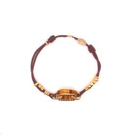 Gas Bijoux Jewelry Gas Bijoux armband Escale Lien Bracelet Brown Acetate gold Adjustable