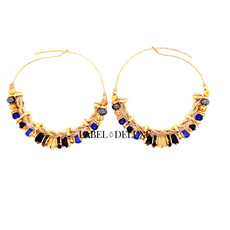 Gas Bijoux Jewelry Gas Bijoux oorbellen 321720 comedia Serti Earrings Hoops black, blue & gold 5,5 CM - 0,8 CM
