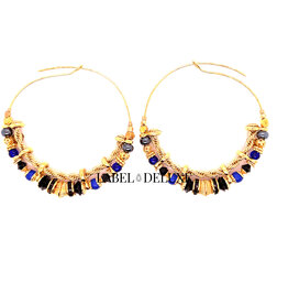 Gas Bijoux Jewelry Gas Bijoux oorbellen 321720 comedia Serti Earrings Hoops black, blue & gold 5,5 CM - 0,8 CM