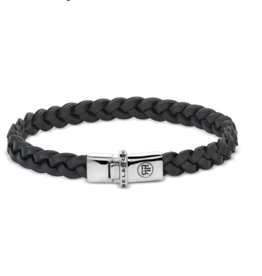 Rebel & Rose Rebel & Rose armband RR-L0170-S-M Absolutely Leather - Small Braided Raw Black 7,3 MM