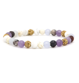 Karma Jewelry Karma Jewelry armband 80082EL Bracelet Beads Spiral Plum XS Elastic (gold crystal)