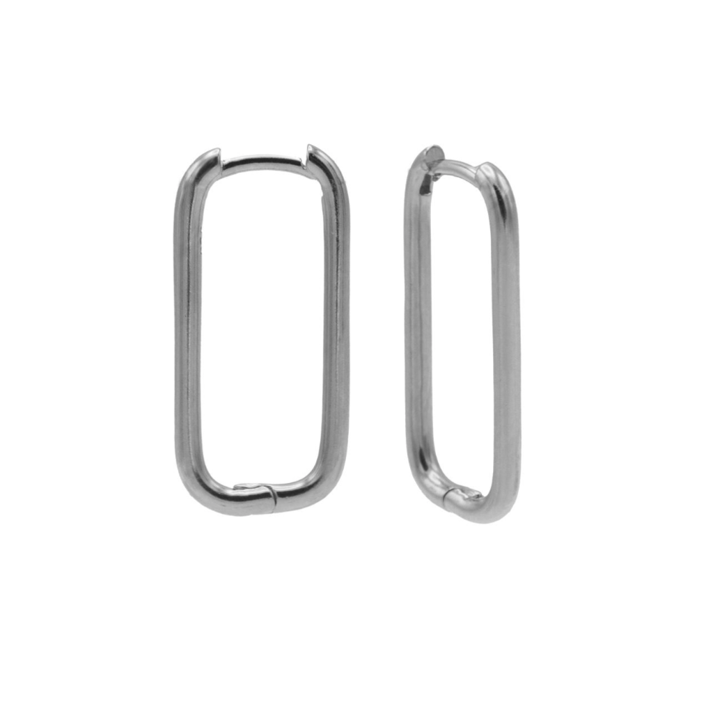 Karma Jewelry Karma Jewelry oorbellen M3179 Earrings hoops long round square 925 silver 24 MM